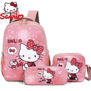 NWT Hello Kitty Pink Kids 3 Piece Backpack Set